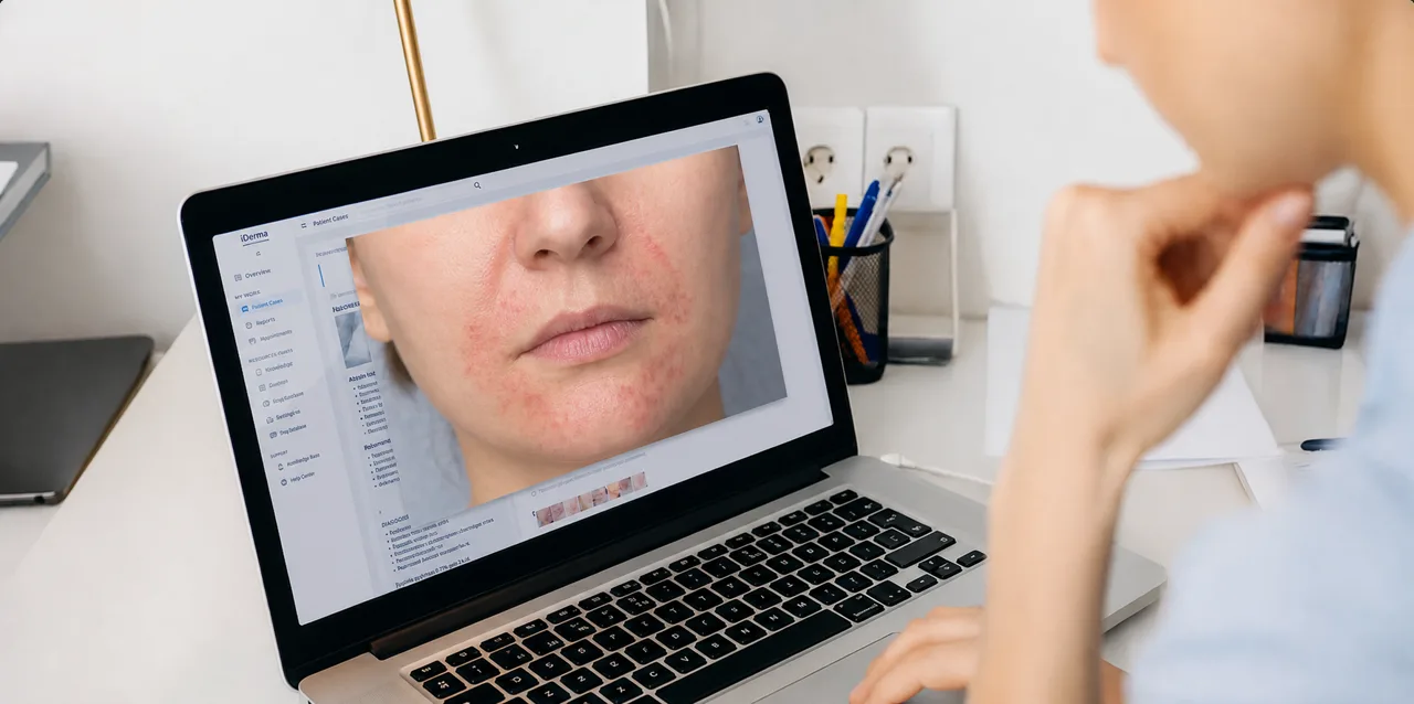 Dermatologe beurteilt aus der Ferne einen Fall von perioraler Dermatitis