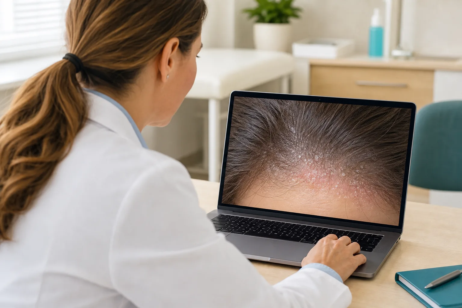 Dermatologe beurteilt aus der Ferne einen Fall von seborrhoischer Dermatitis
